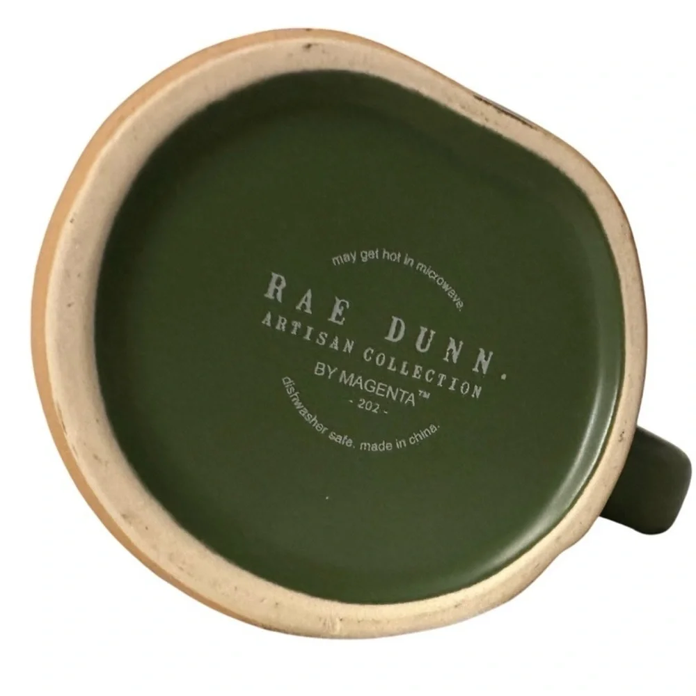 NEW Rae Dunn Artisan Dad Mug Green Tan Duck Double Sided Coffee Cup